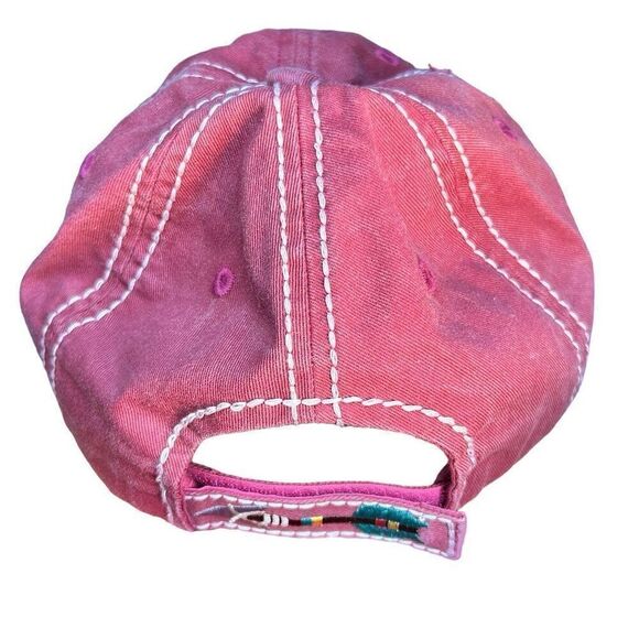 PINK Born Free Women's Distressed Baseball Cap Adjustable Arrow Back - Picture 3 of 5